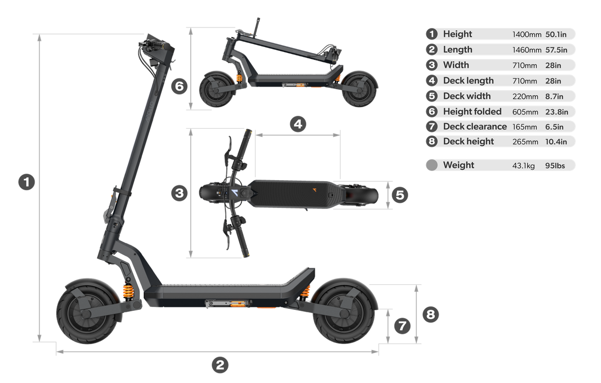 Apollo Phantom Scooter Dimensions